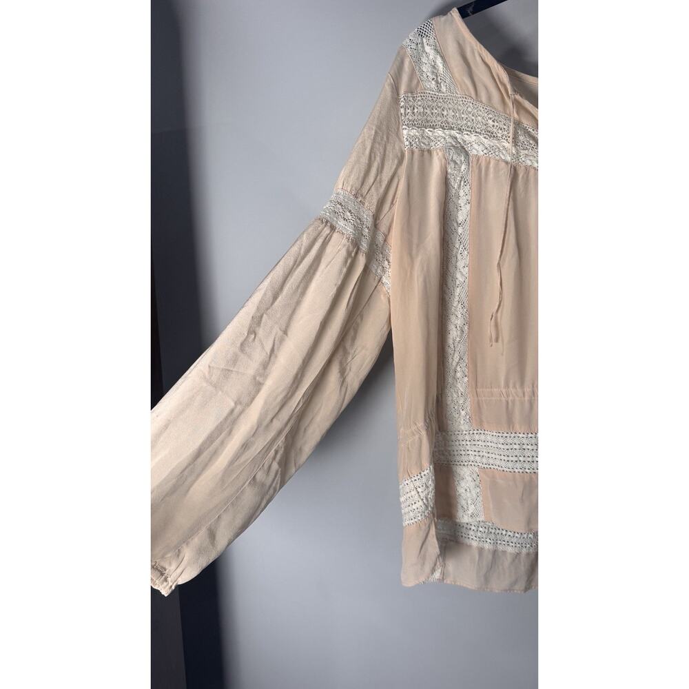 Haute Hippie Peach And Lace Blouse Shirt Size M - Picture 5 of 7